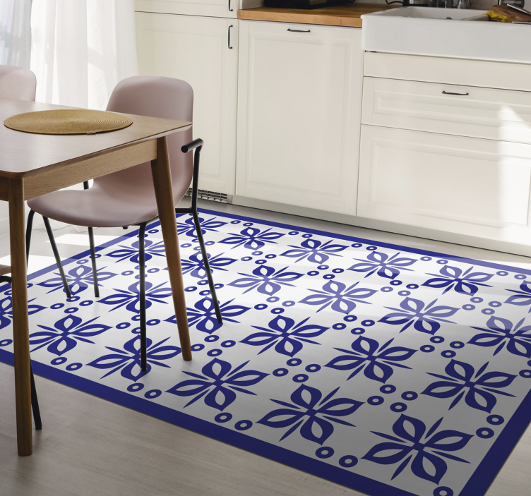 Vinyl Teppich Fliesenoptik blaues florales element - TenStickers