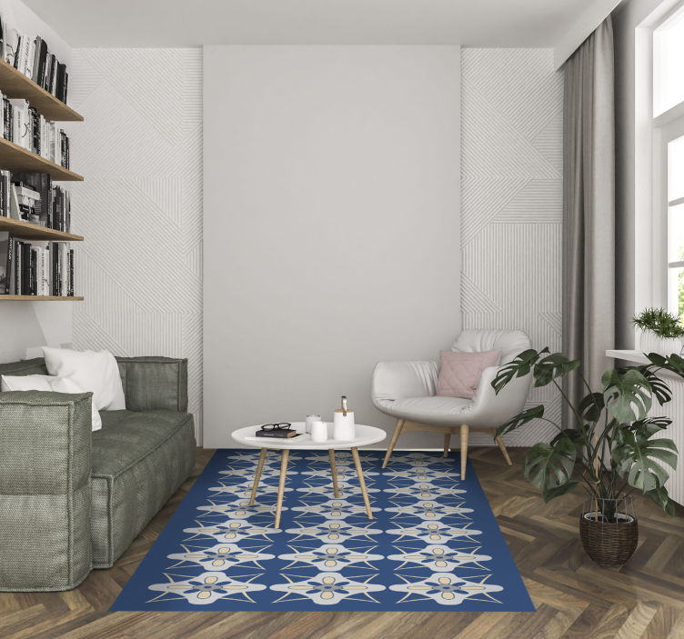 Vinyl Teppich Fliesenoptik blumenfliesenkomposition - TenStickers