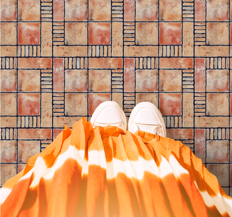 Vinyl Teppich Fliesenoptik kreuzschraffierte muster - TenStickers