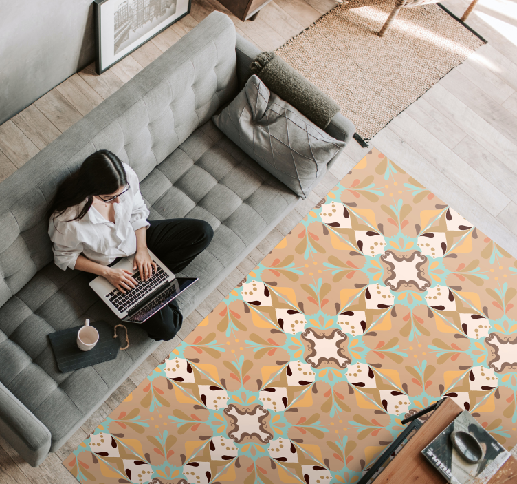 Vinyl Teppich Fliesenoptik mosaik-starburst - TenStickers