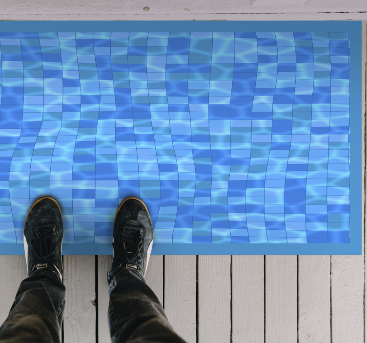 Vinyl Teppich Imitation Struktur welliges blaues mosaik - TenStickers