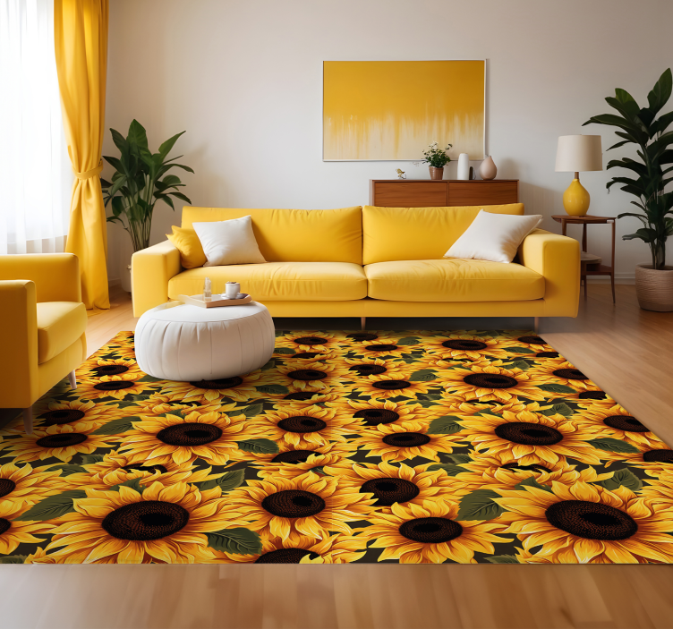 Vinyl Teppich gelb vintages sonnenblumendesign - TenStickers
