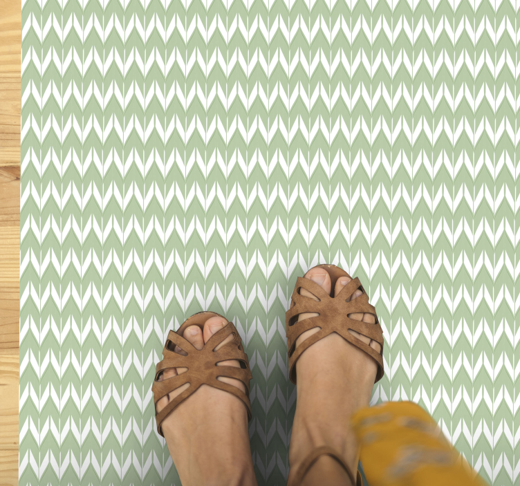 Vinyl Teppich geometrisch chevron-muster grün - TenStickers