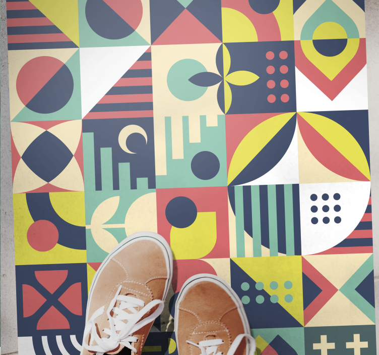 Vinyl teppich geometrisch mit lebhaften formen - TenStickers