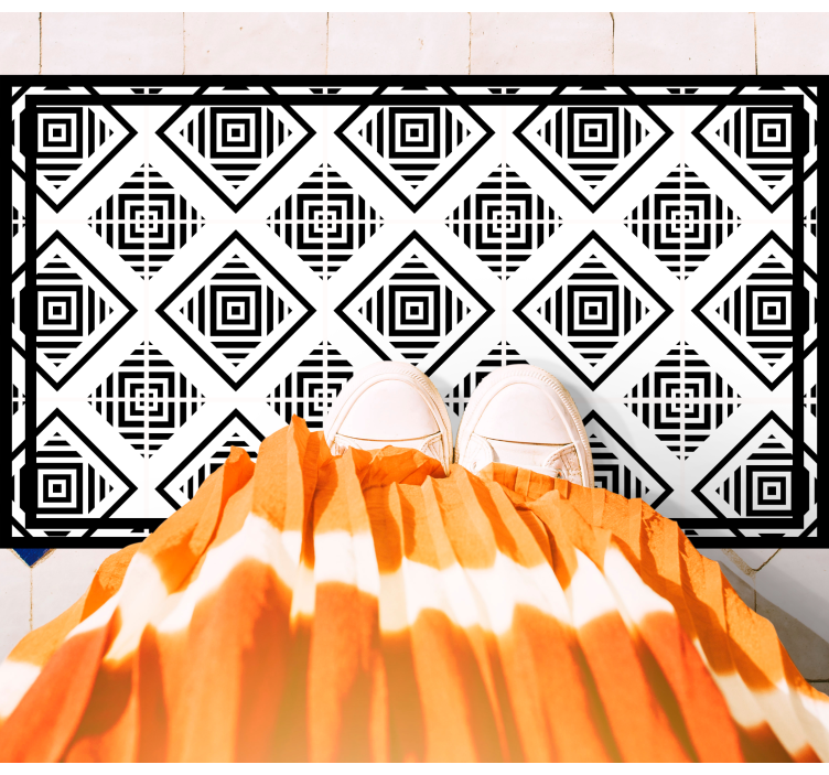 Vinyl Teppich geometrisch monochrome motive - TenStickers