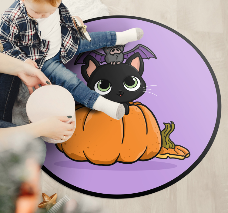 Vinyl Teppich Halloween halloween fledermaus katze - TenStickers