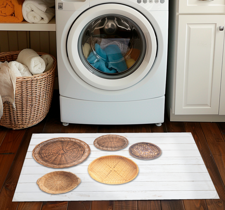 Vinyl Teppich Holz wicker Baskets Wooden Texture - TenStickers