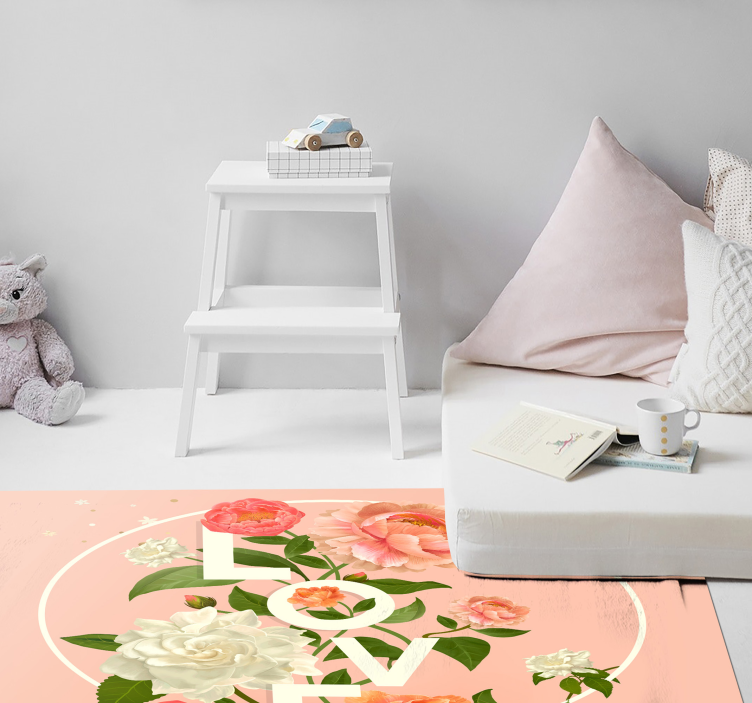 Vinyl Teppich Jugendzimmer liebe blumen design - TenStickers
