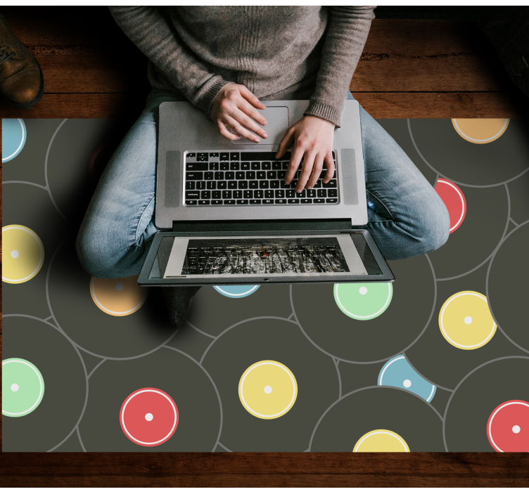 Vinyl teppich jugendzimmer mit lebhaften vinylscheiben - TenStickers