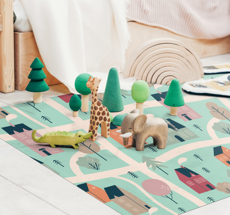 Vinyl Teppich Kinder kinder spielen dorf - TenStickers