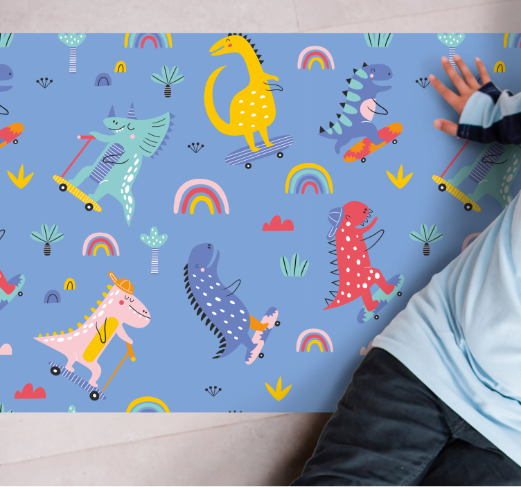 Vinyl Teppich Kinderzimmer buntes dinosaurier-abenteuer - TenStickers