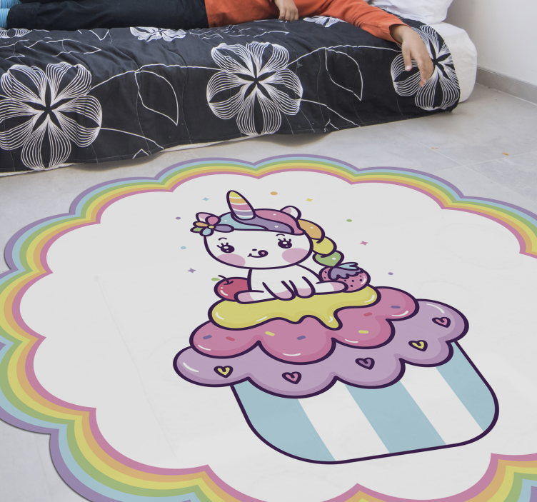Vinyl Teppich Kinderzimmer einhorn in einem cupcake - TenStickers