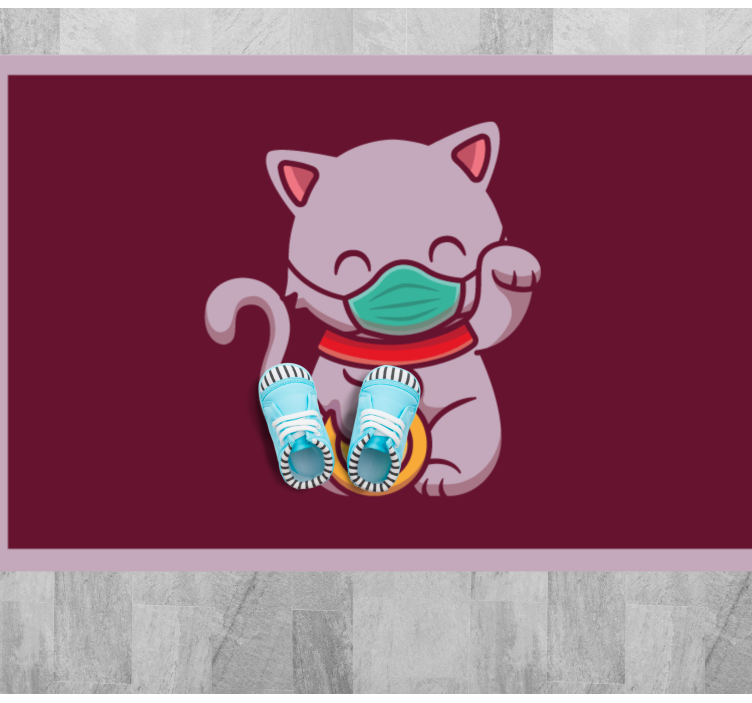 Vinyl Teppich Tiere katze mit maske - TenStickers