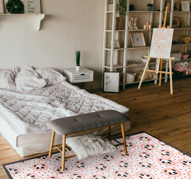 Vinyl teppich tiere mit baby panda gesichtern - TenStickers