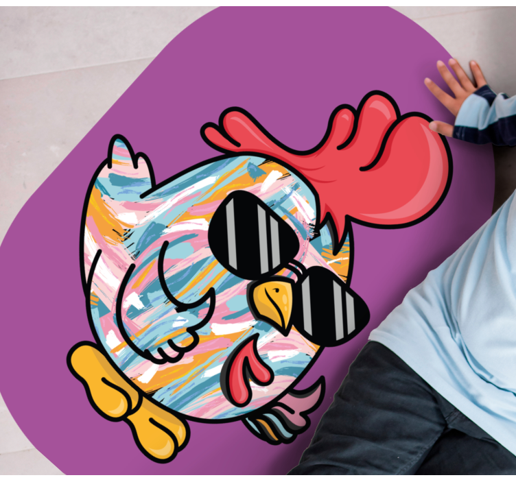 Vinyl teppich kindlich mit schickem hühnercharakter - TenStickers