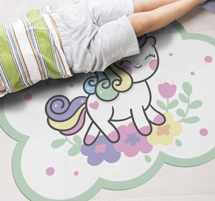 Vinyl Teppich Kinderzimmer süße einhornillustration - TenStickers