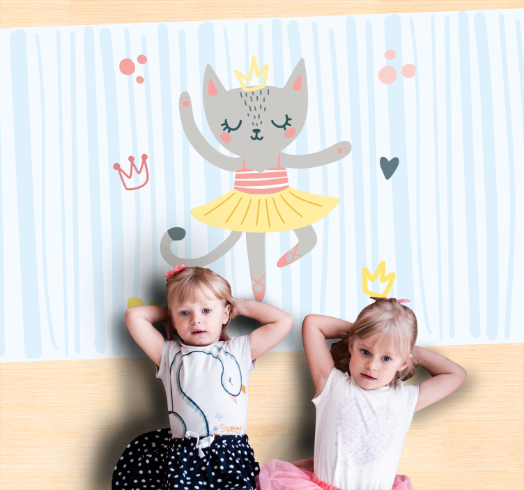 Vinyl Teppich Kinderzimmer tanzende katzenillustration - TenStickers