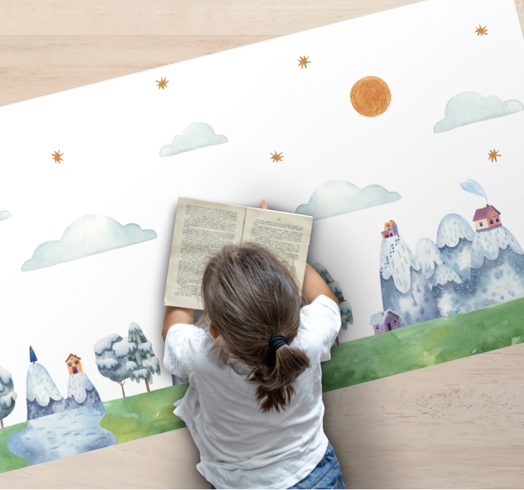 Vinyl Teppich Kinderzimmer verzauberte landschaftsszene - TenStickers