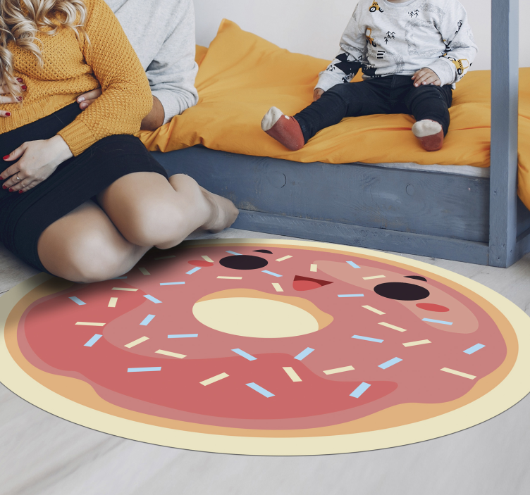 Vinyl Teppich kindlich animierter donut - TenStickers