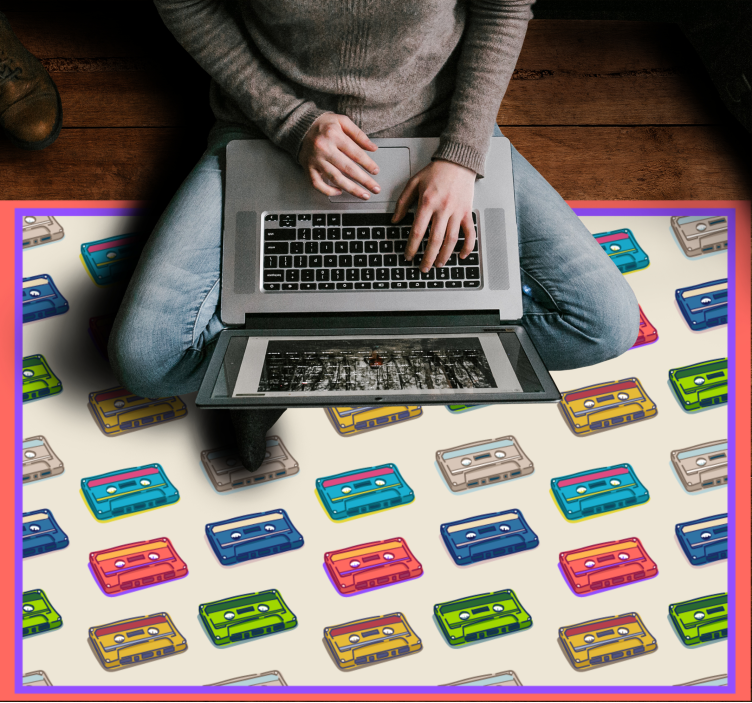 Vinyl Teppich Vintage bunte kassetten - TenStickers
