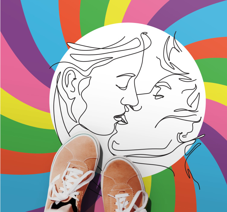 Vinyl Teppich kindlich bunte kusssilhouette - TenStickers