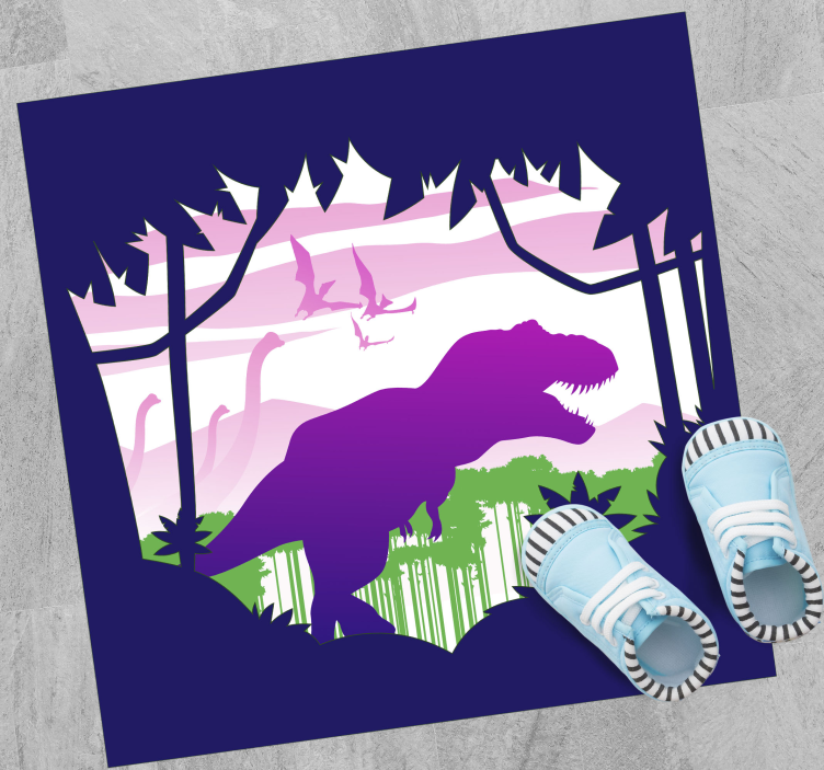Vinyl Teppich kindlich dinosaurier-silhouette - TenStickers