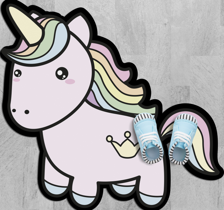 Vinyl Teppich kindlich pastell einhorn illustration - TenStickers