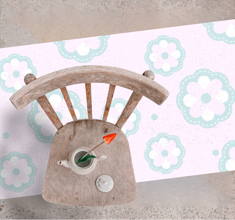 Vinyl Teppich kindlich sanftes blumenmotiv - TenStickers