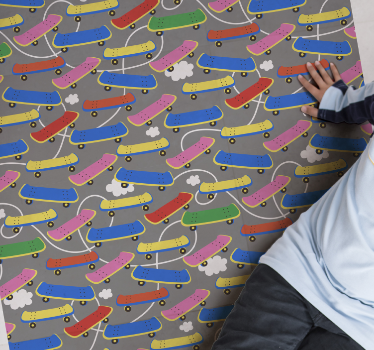 Vinyl Teppich kindlich skateboard-muster - TenStickers