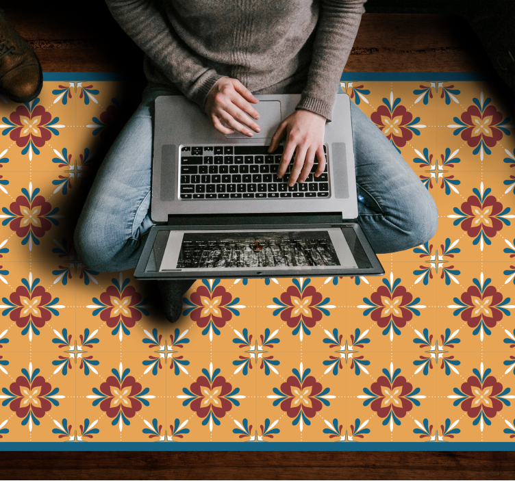 Vinyl Teppich Küche Bunte klassische geometrische blumen - TenStickers