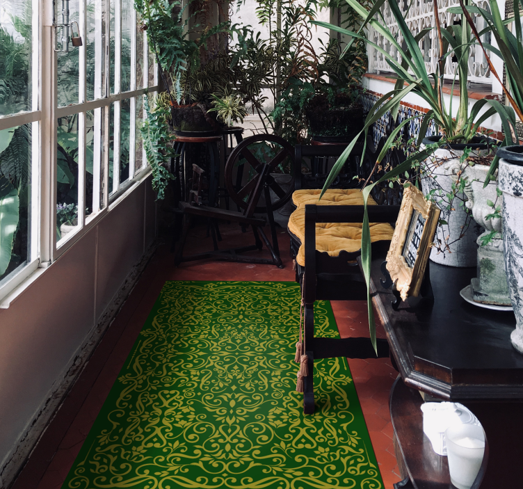 Vinylteppich modern Elegante ornamente grün - TenStickers