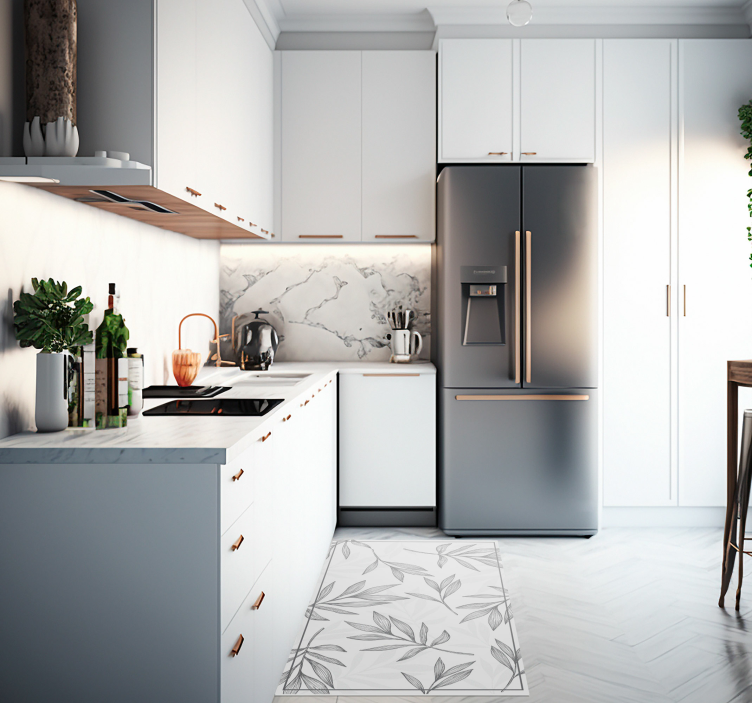 Vinyl Teppich Küche modernes Blattmuster - TenStickers