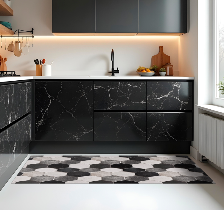 Vinyl Teppich Küche graue sechsecke - TenStickers