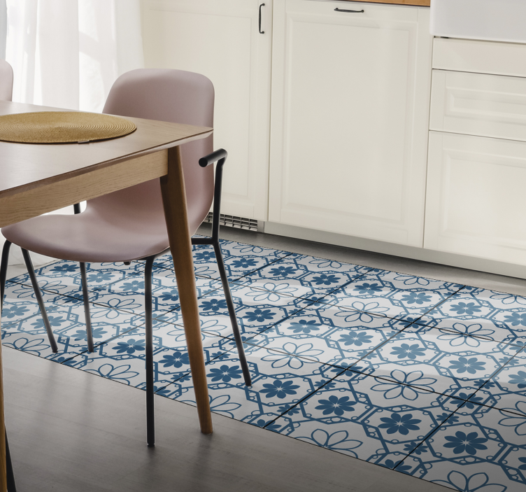 Vinylteppich modern Kreisförmige krawatten blau und weiß - TenStickers