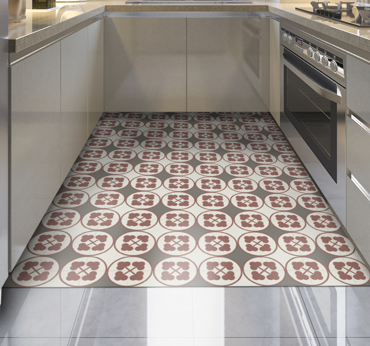 Vinyl Teppich Küche Pastellorange und beige fliesen - TenStickers