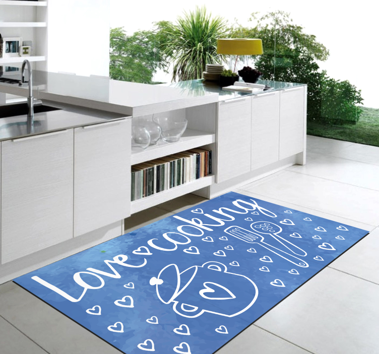 Vinyl Teppich - Love Cooking  - TenStickers