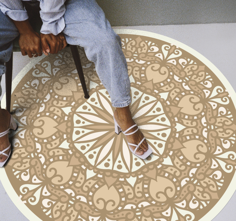 Vinyl Teppich Mandala beiges stilvolles kreisförmiges design - TenStickers
