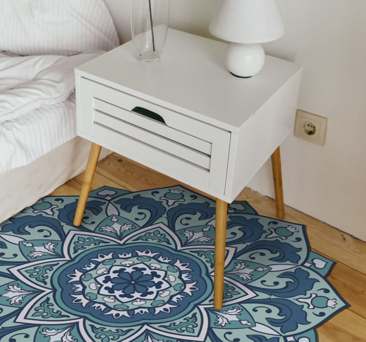 Vinyl Teppich Mandala blaues elegantes muster - TenStickers