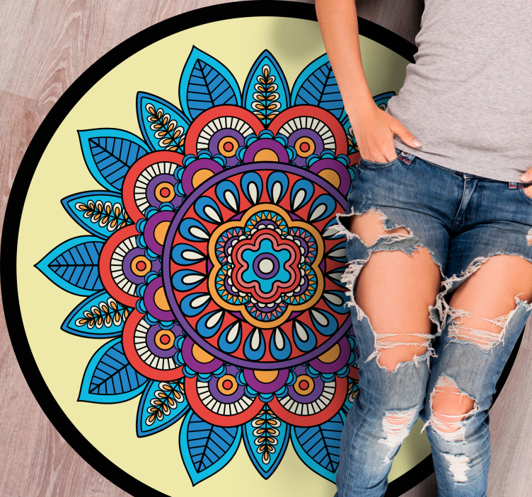 Vinyl Teppich Mandala buntes kreisförmiges motiv - TenStickers