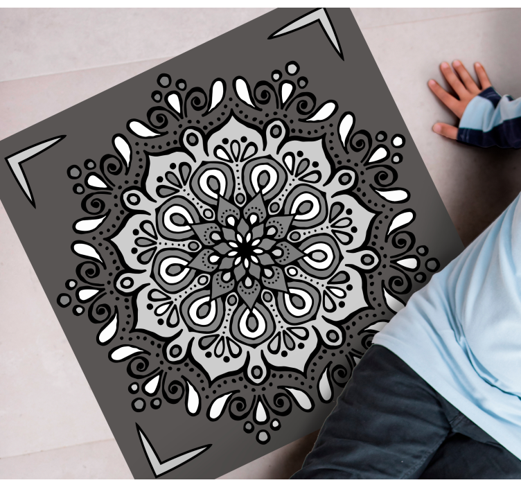 Vinyl Teppich Mandala elegantes motiv auf grau - TenStickers