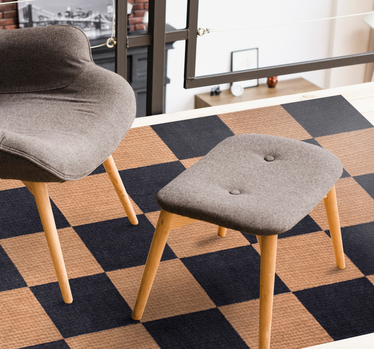 Vinyl Teppich Wohnzimmer braun kariert - TenStickers