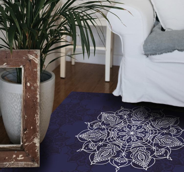 Vinyl teppich mandala mit filigranem blumendesign - TenStickers