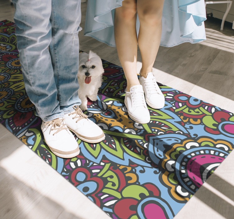 Vinyl Teppich Mandala lebendige blumenmuster - TenStickers