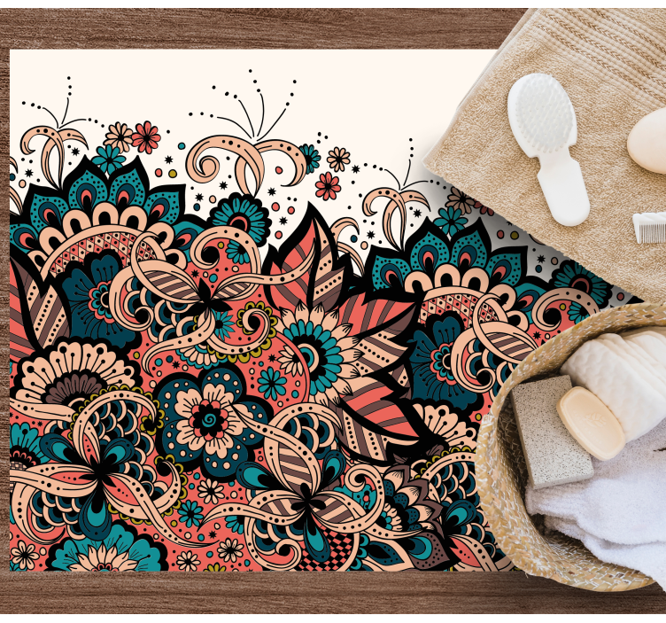 Vinyl Teppich Mandala lebendige florale elemente - TenStickers