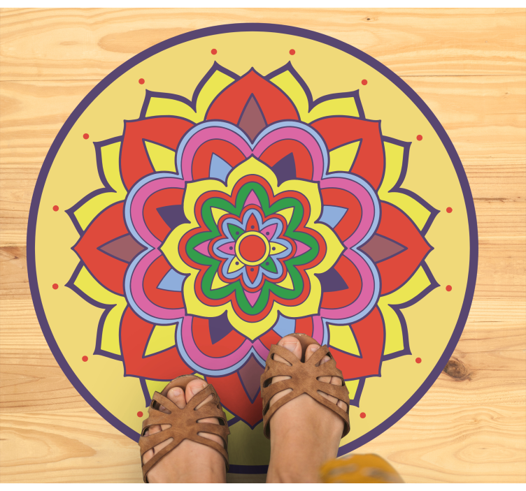 Vinyl Teppich Mandala bunte große blume - TenStickers
