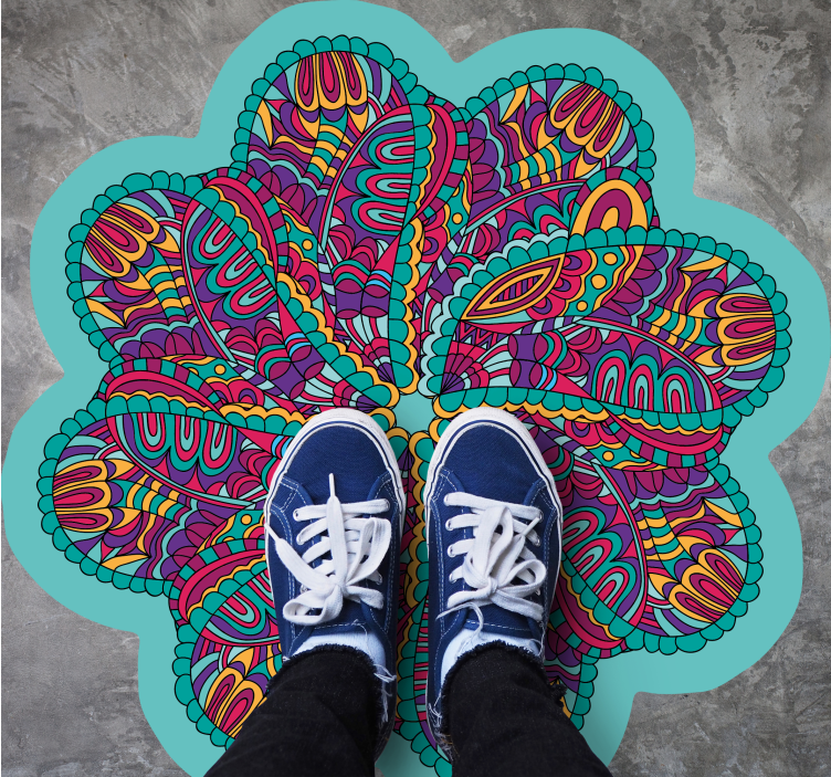 Vinyl Teppich Mandala lebendiges, farbenfrohes motiv - TenStickers