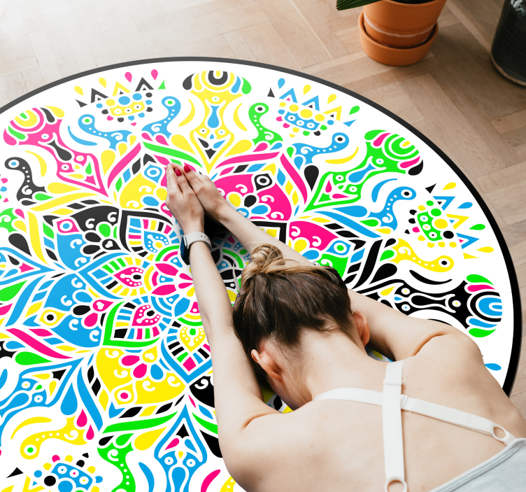 Vinyl Teppich Mandala lebendiges Kreismotiv - TenStickers