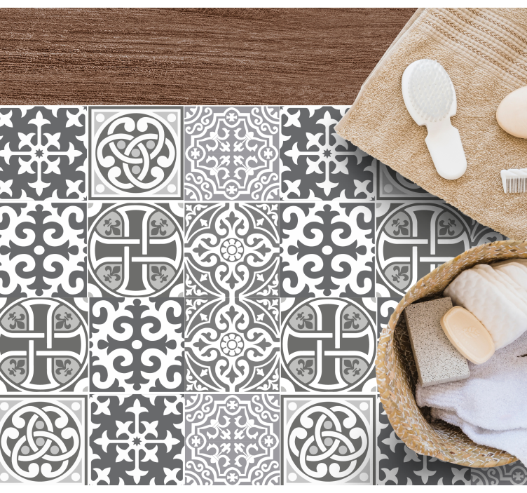 Vinyl Teppich Fliesenoptik anspruchsvolle grau-arrangements - TenStickers