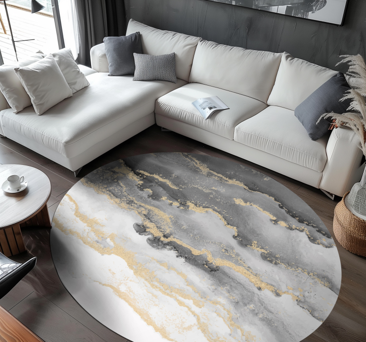 Vinyl Teppich Marmor grau mit goldenen details - TenStickers