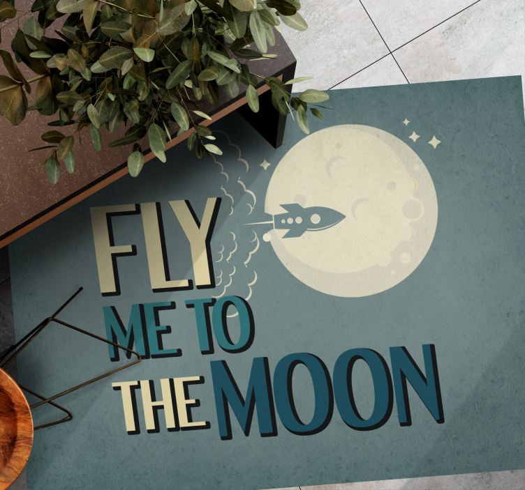 Vinyl Teppich minimalistisch rakete zum mond - TenStickers